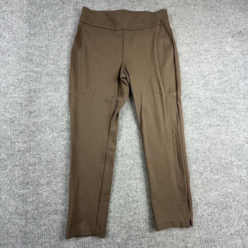 Express Dress Pants Womens Large Brown Ponte Skinny Pull On Stretch Ankle Slit